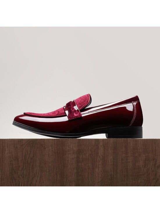 Bruno Marc Mens Burgundy Faux Leather Loafer Slip On Tuxedo Classic Formal Shoes main image 5
